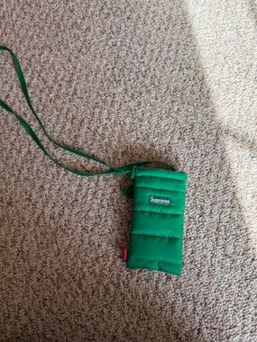 Supreme Sunglasses bag with strap color Green